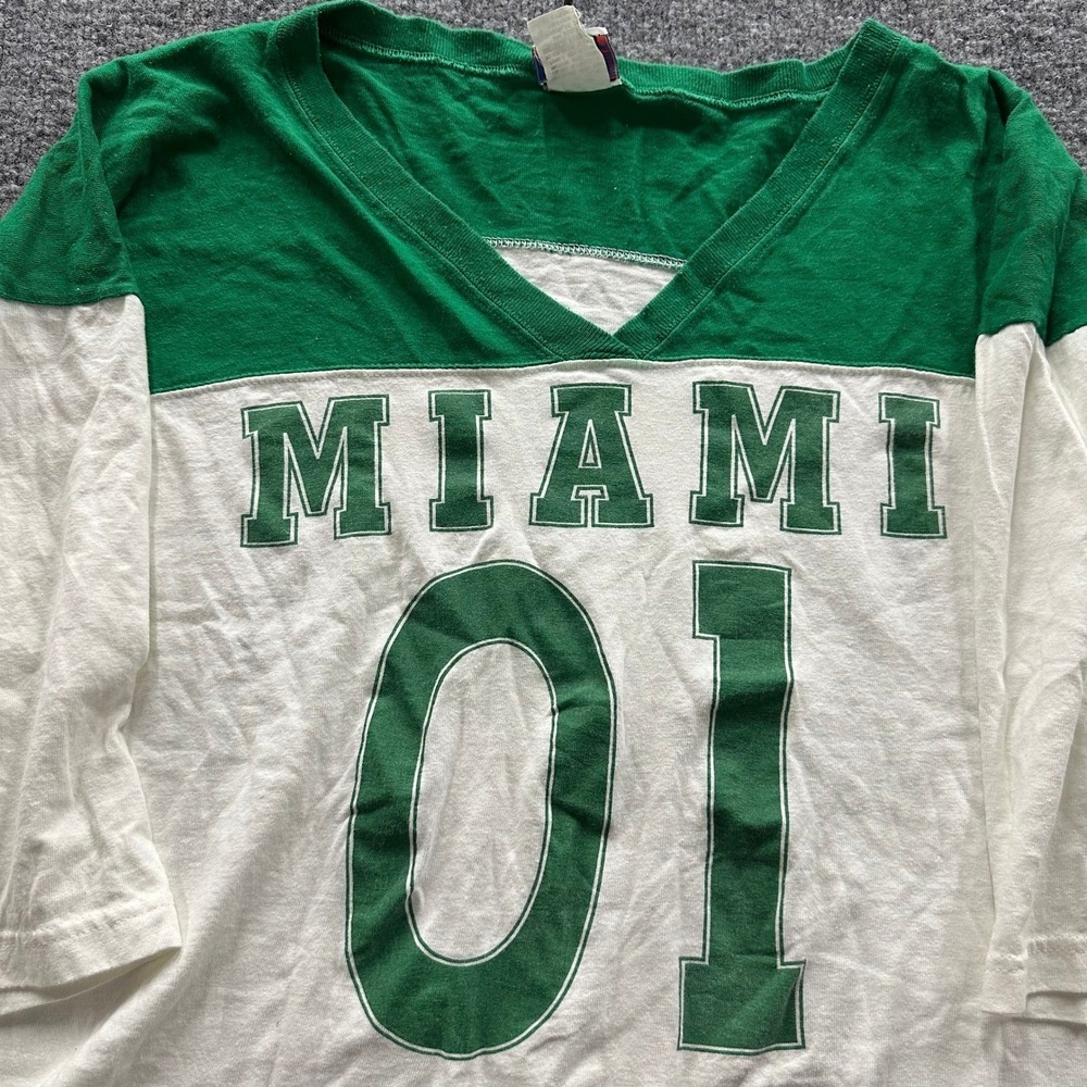 Sport Attack Jersey Shirt Womens OS Green White Miami 01 Cotton V-Neck Cropped